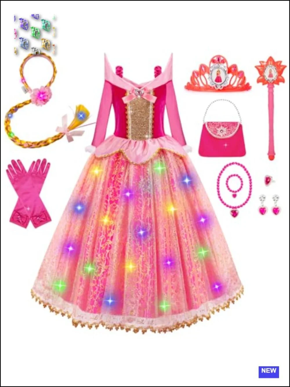 Kids Light Up Princess Dress Halloween Costume Pretend Play